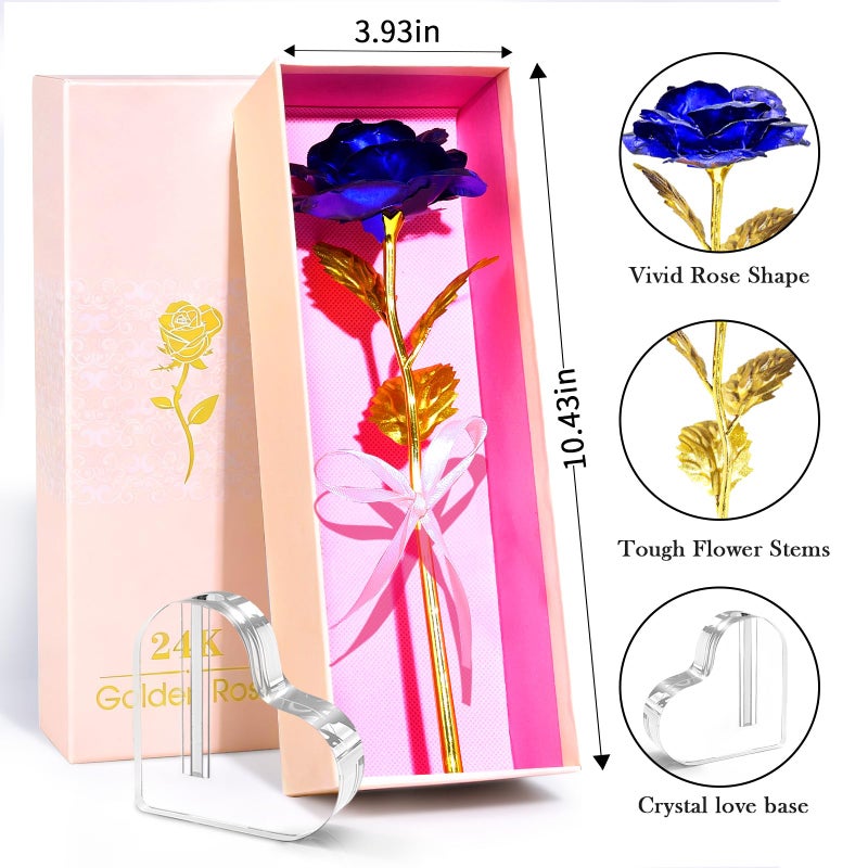 Beferr Valentines Day Rose Gifts for Her, Birthday Gifts for Women Mom Galaxy Rose Glass Forever Flowers with Heart-Shaped Base Eternal Crystal Roses Valentine Gifts for Grandma Wife Sister Girlfriend - Image 3